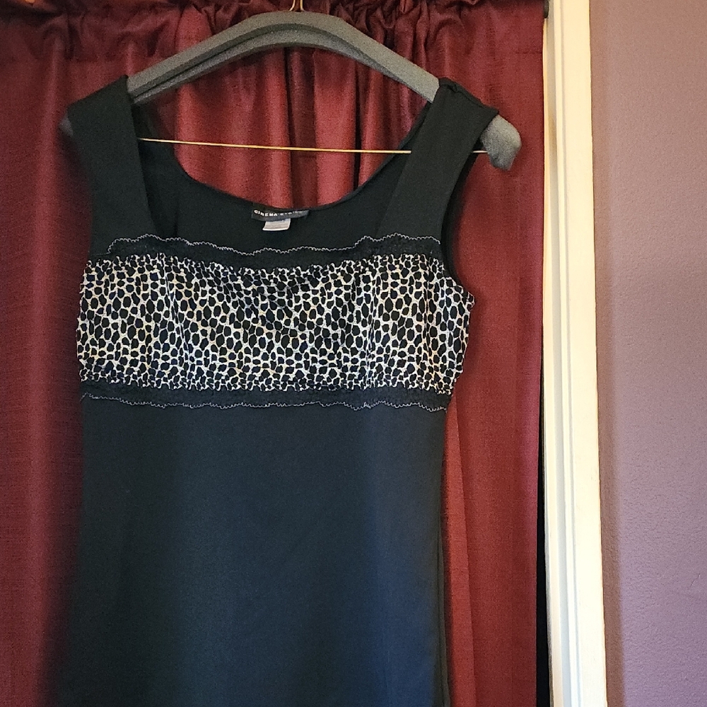 Black Camisole with Animal Print Detail